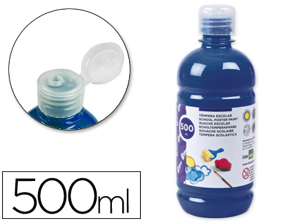 Témpera líquida Liderpapel escolar 500ml. azul marino